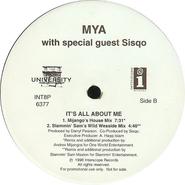 Mya With Special Guest Sisqo : It's All About Me (12", Promo)