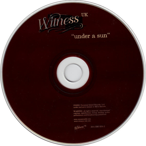 Witness : Under A Sun (CD, Album)