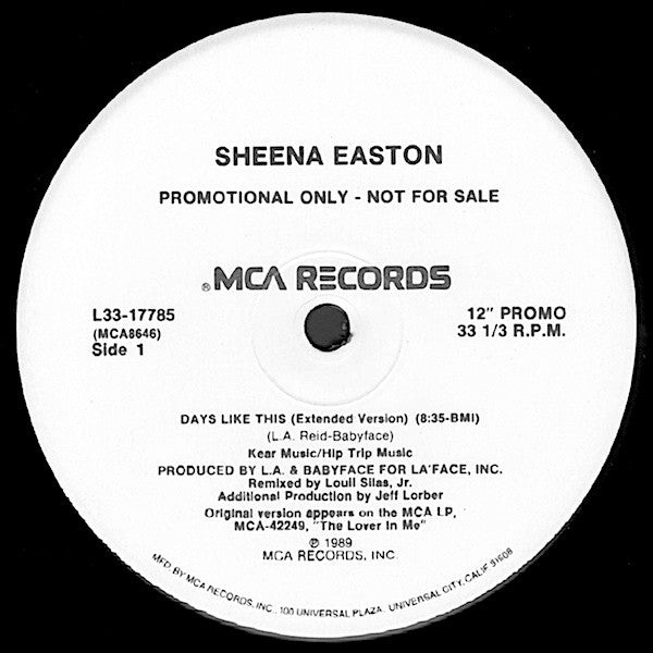 Sheena Easton : Days Like This (12", Promo)