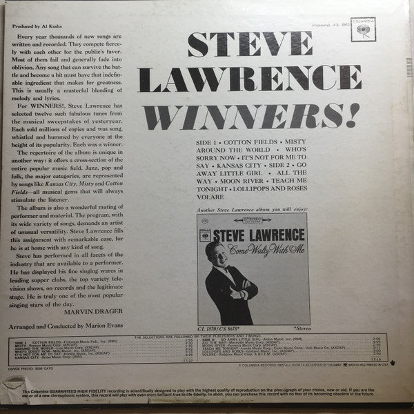 Steve Lawrence (2) : Winners! (LP, Mono)