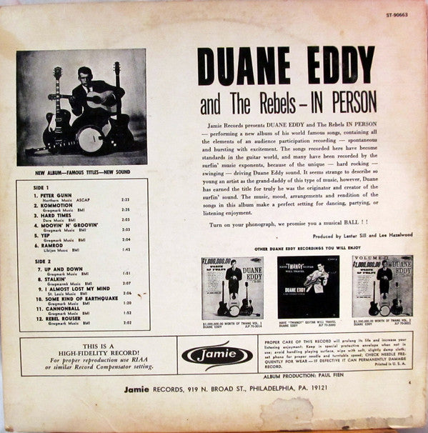 Duane Eddy And The Rebels : In Person (LP, Album, Club, Jac)