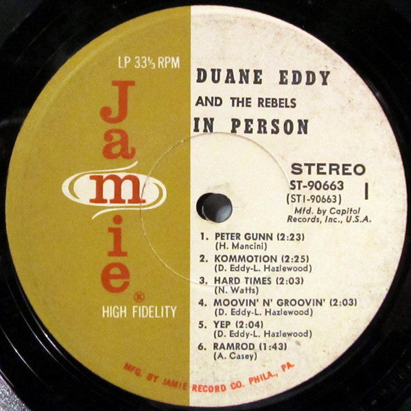 Duane Eddy And The Rebels : In Person (LP, Album, Club, Jac)