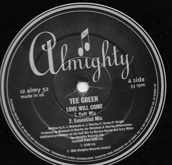 Tee Green : Love Will Come (12", Single)