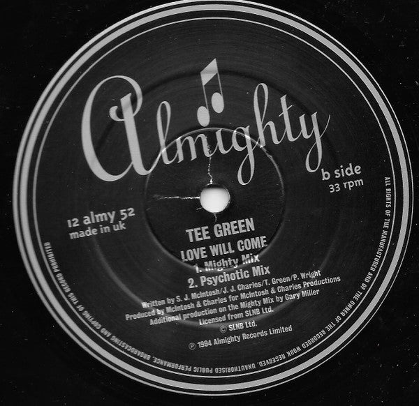 Tee Green : Love Will Come (12", Single)
