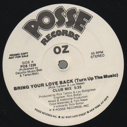 OZ (2) : Bring Your Love Back (Turn Up The Music) (12", Promo)