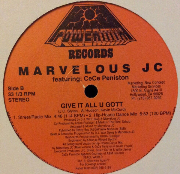 Marvelous JC : I Can't Take The Power (12", Cle)