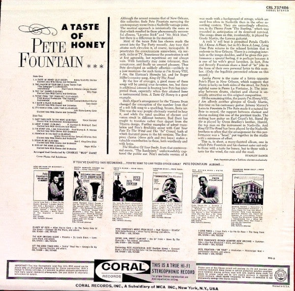 Pete Fountain : A Taste Of Honey (LP, Album, Pin)