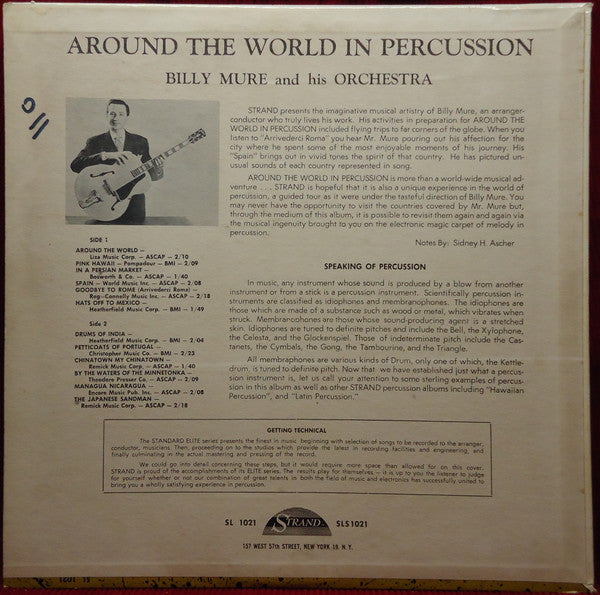 Billy Mure And Orchestra : Around The World In Percussion (LP, Album)