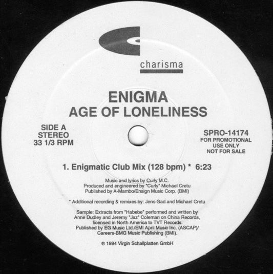 Enigma : Age Of Loneliness (12", Promo)