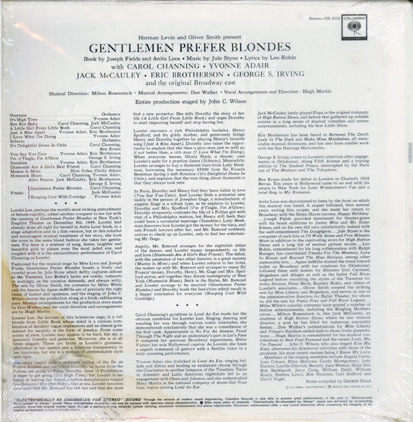 Herman Levin And Oliver Smith (3) Present Carol Channing, Yvonne Adair, Jack McCauley, Eric Brotherson, George S. Irving And The "Gentlemen Prefer Blondes" Original Broadway Cast : Gentlemen Prefer Blondes (LP, Album, RE)
