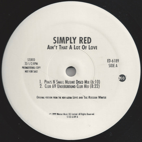 Simply Red : Ain't That A Lot Of Love (2x12", Promo)
