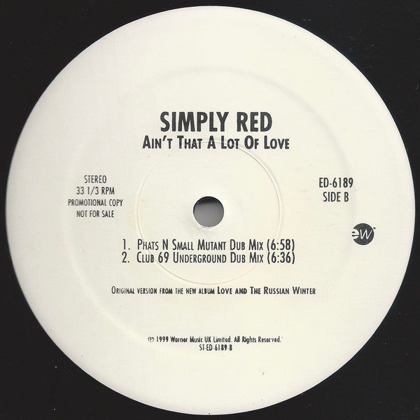Simply Red : Ain't That A Lot Of Love (2x12", Promo)