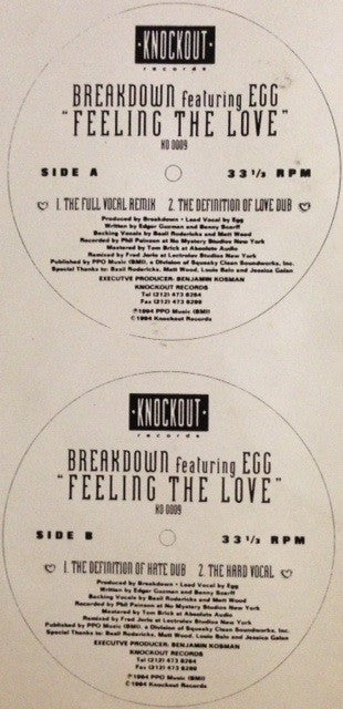 Breakdown (2) : Feeling The Love (12", Promo, W/Lbl, Sta)