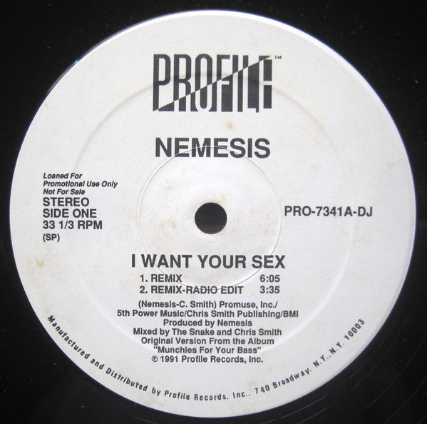 Nemesis (3) : I Want Your Sex (12", Promo)