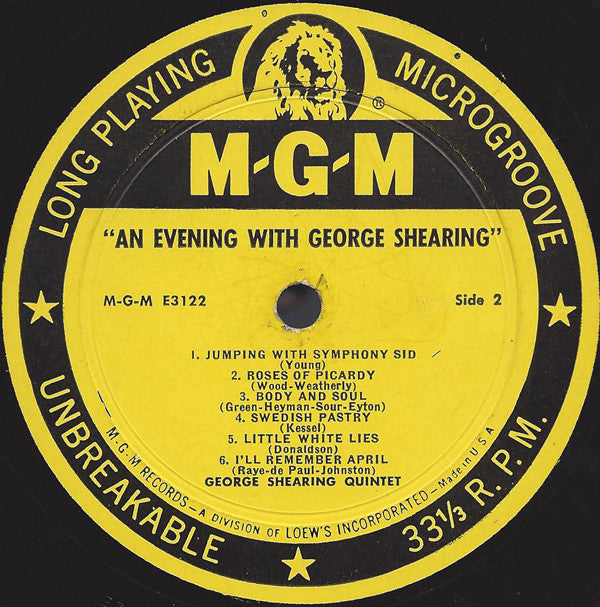 The George Shearing Quintet : An Evening With The George Shearing Quintet (LP, Comp)