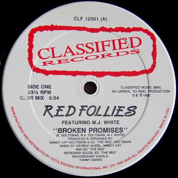 Red Follies Featuring MJ White : Broken Promises (12")