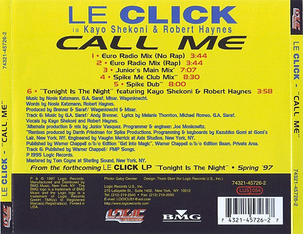 Le Click Is Kayo Shekoni & Robert Haynes : Call Me (CD, Maxi)