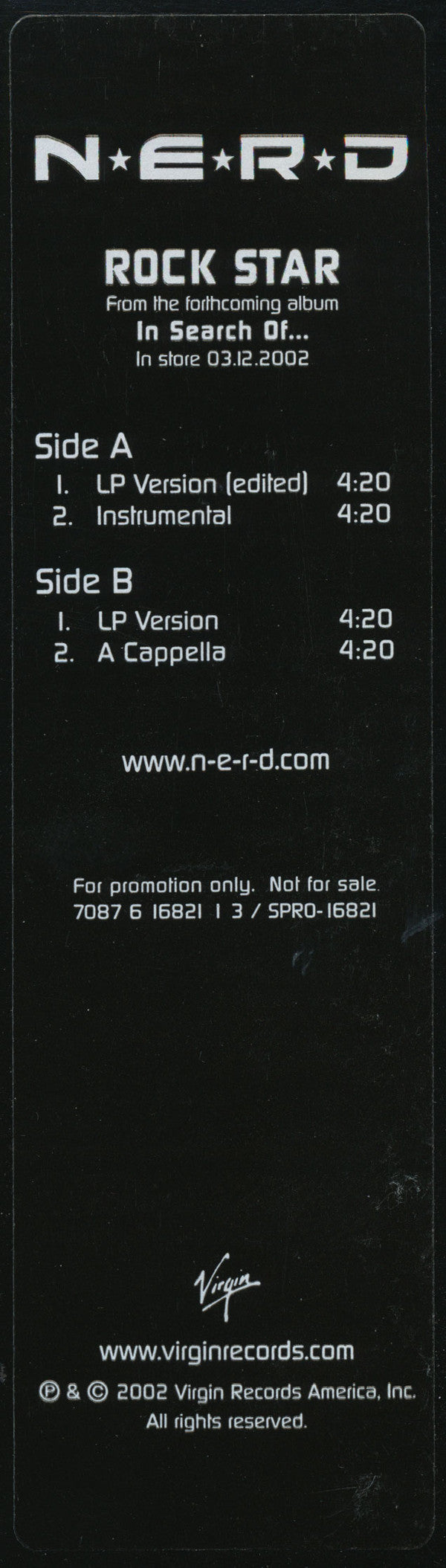 N*E*R*D : Rock Star (12", Promo)