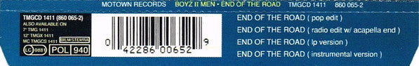 Boyz II Men : End Of The Road (CD, Maxi)