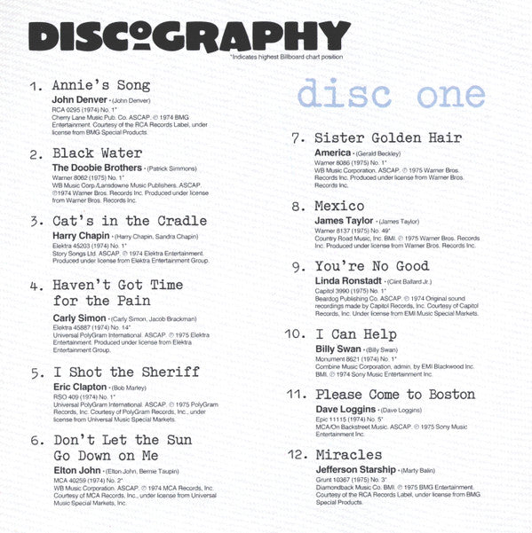 Various : Singers And Songwriters 1974-1975 (2xCD, Comp)