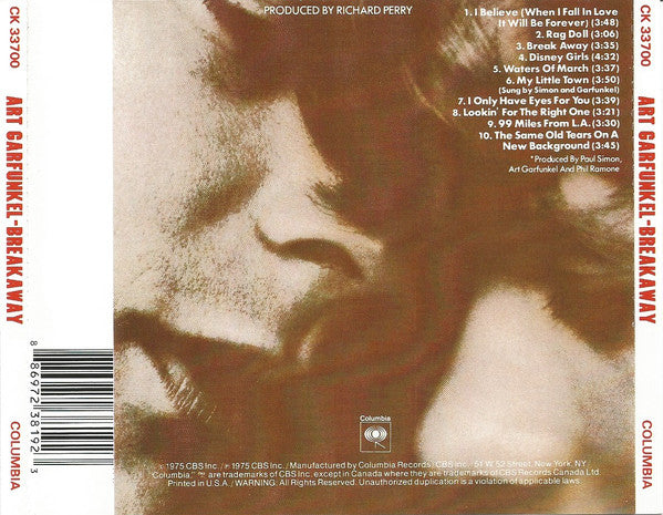 Art Garfunkel : Breakaway (CD, Album, RE, RM)