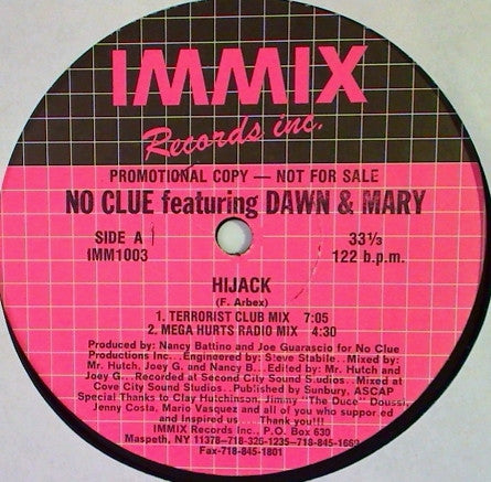 No Clue Featuring Dawn & Mary : Hijack (12", Promo)