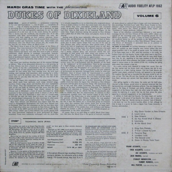 The Dukes Of Dixieland : Mardi Gras Time With The Dukes Of Dixieland - Volume 6 (LP, Album, Mono)