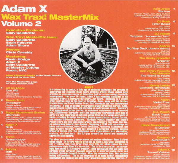 Adam X : Wax Trax! MasterMix - Volume 2 (CD, Comp, Mixed, Dig)