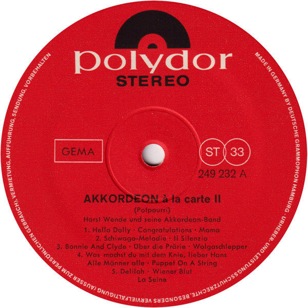 Horst Wende Und Sein Orchester : Accordeon A La Carte - Folge 2 (LP, Album)