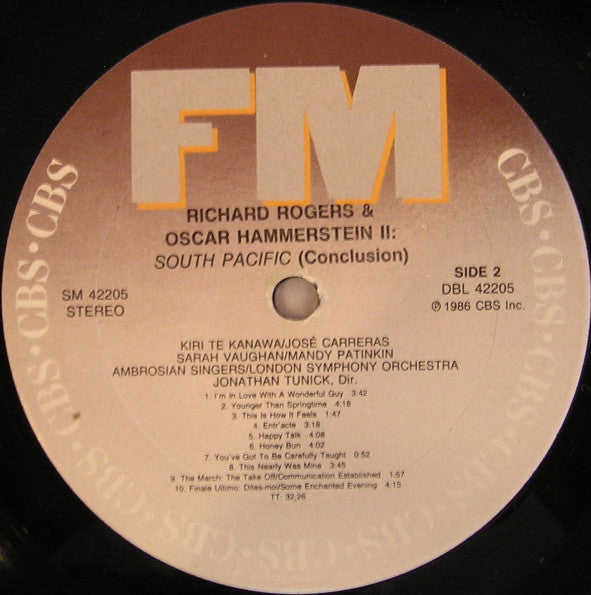 Kiri Te Kanawa / José Carreras / Sarah Vaughan / Mandy Patinkin : South Pacific (LP, Album)