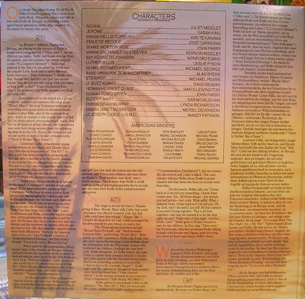 Kiri Te Kanawa / José Carreras / Sarah Vaughan / Mandy Patinkin : South Pacific (LP, Album)