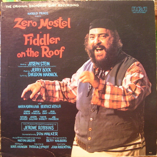 "Fiddler On The Roof" Original Broadway Cast, Jerry Bock : Zero Mostel In Fiddler On The Roof (The Original Broadway Cast Recording) (LP, Album, RE, Ind)