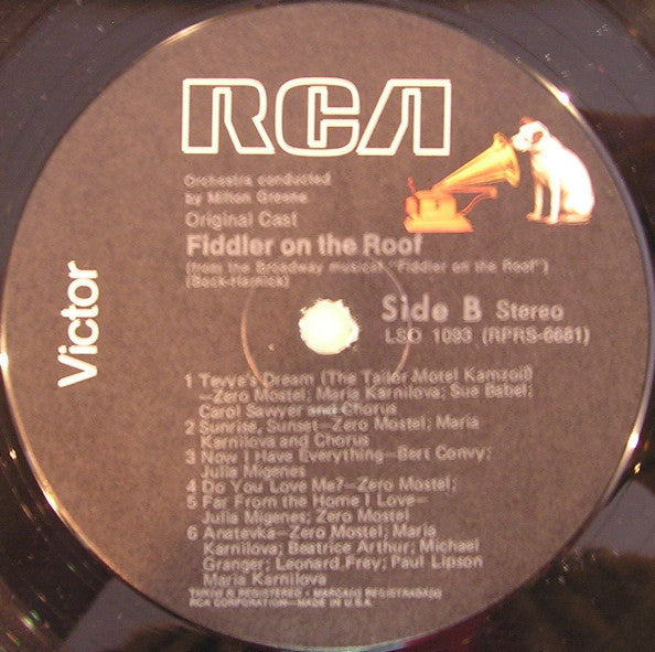 "Fiddler On The Roof" Original Broadway Cast, Jerry Bock : Zero Mostel In Fiddler On The Roof (The Original Broadway Cast Recording) (LP, Album, RE, Ind)