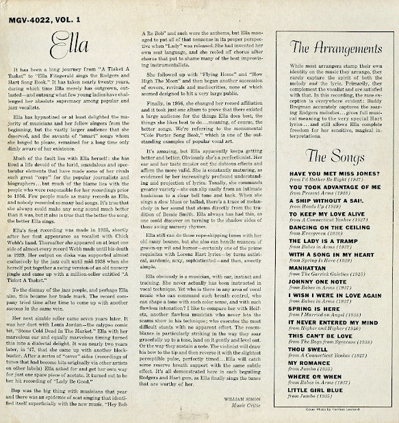 Ella Fitzgerald : Sings The Rodgers And Hart Song Book Volume 1 (LP)