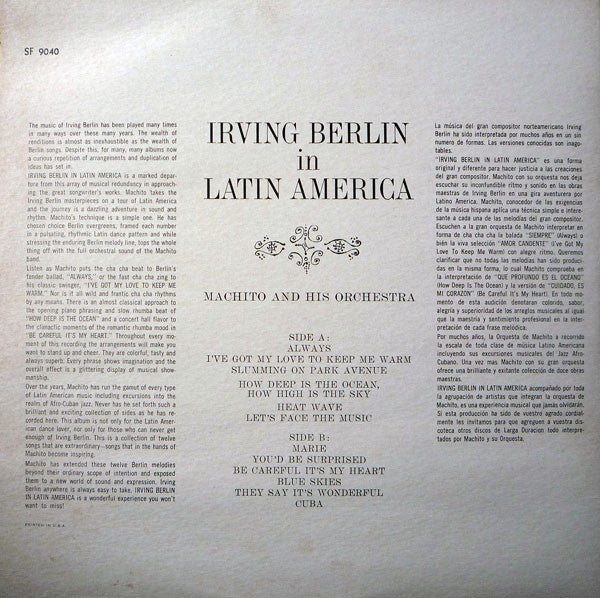 Machito And His Orchestra : Irving Berlin In Latin America (LP, Album, RE)