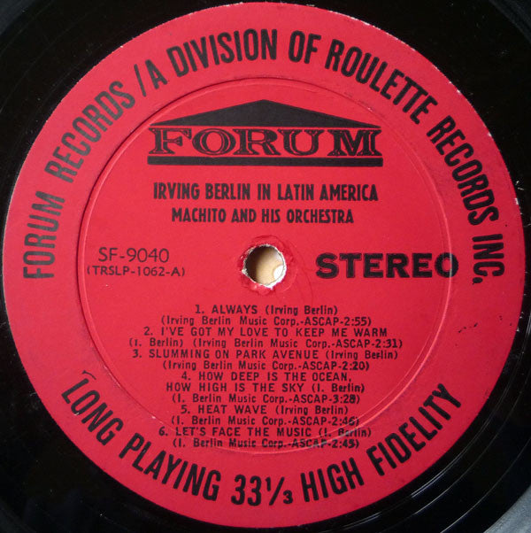 Machito And His Orchestra : Irving Berlin In Latin America (LP, Album, RE)