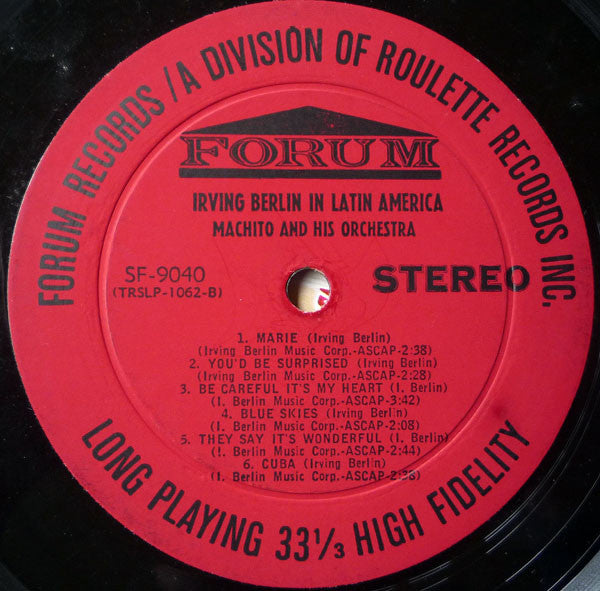 Machito And His Orchestra : Irving Berlin In Latin America (LP, Album, RE)