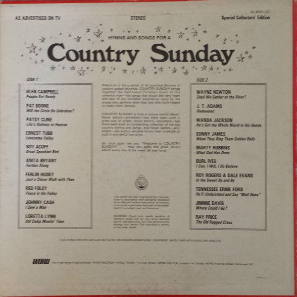 Various : Country Sunday (LP, Comp, S/Edition)