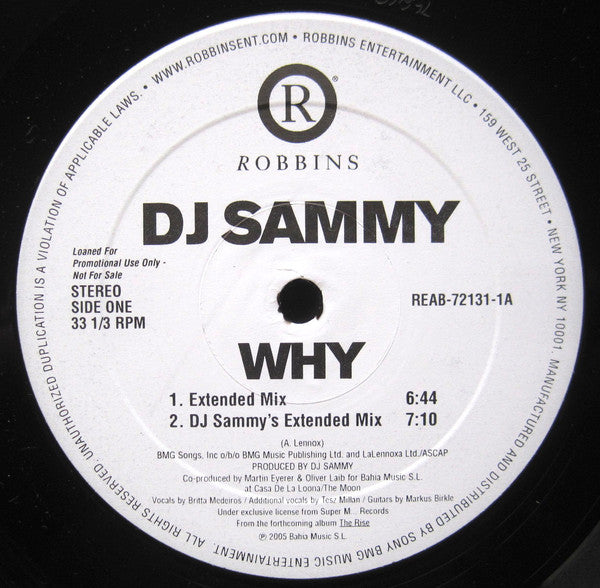 DJ Sammy : Why (12", Promo)