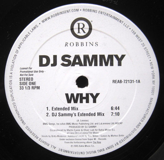 DJ Sammy : Why (12", Promo)