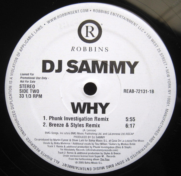 DJ Sammy : Why (12", Promo)