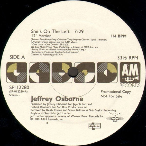 Jeffrey Osborne : She's On The Left (12", Promo)
