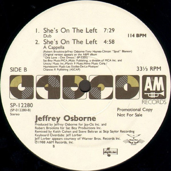 Jeffrey Osborne : She's On The Left (12", Promo)
