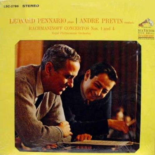 Leonard Pennario  -  André Previn, The Royal Philharmonic Orchestra : Rachmaninoff Concertos Nos. 1 And 4 (LP, Album, RE)