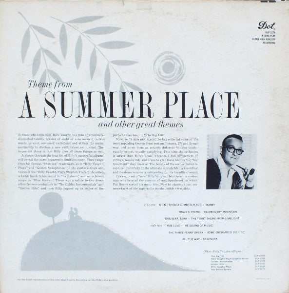 Billy Vaughn And His Orchestra : Theme From A Summer Place (LP, Album, Mono, ® O)