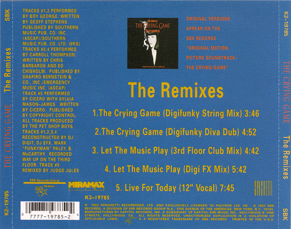 Various : The Crying Game (The Remixes) (CD, Single)