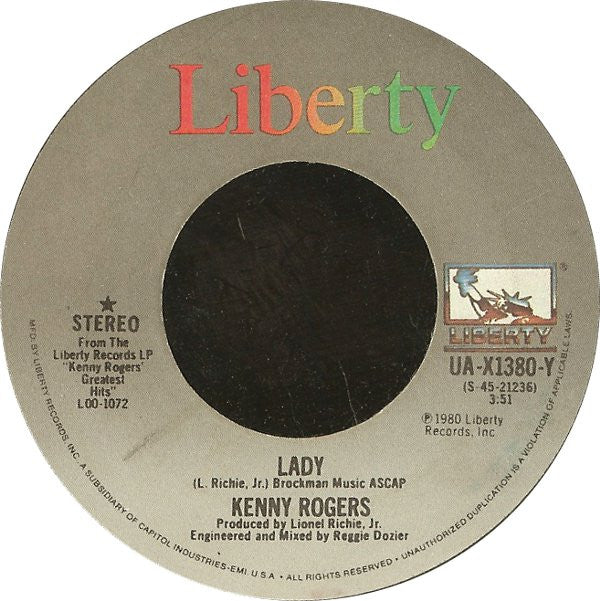 Kenny Rogers : Lady / Sweet Music Man (7", Single, Win)