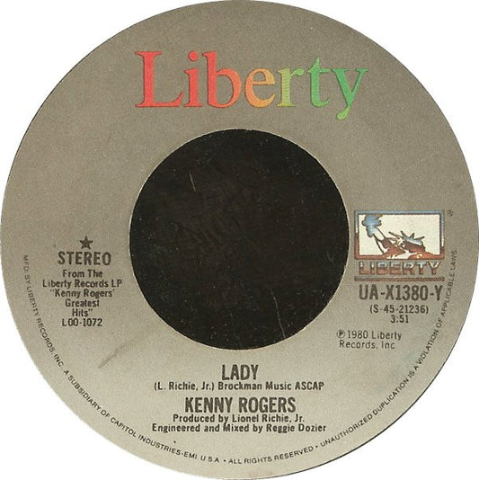 Kenny Rogers : Lady / Sweet Music Man (7", Single, Win)