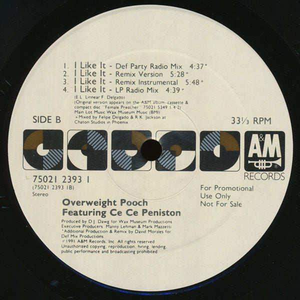 Overweight Pooch Featuring Ce Ce Peniston : I Like It (12", Promo)