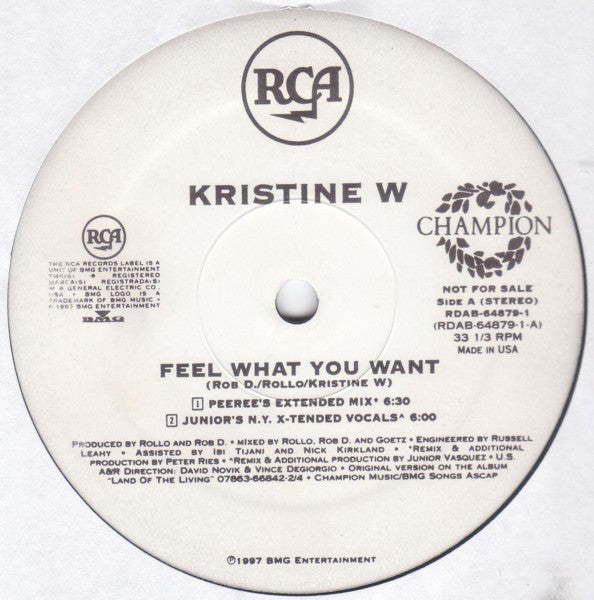 Kristine W : Feel What You Want (12", Promo)